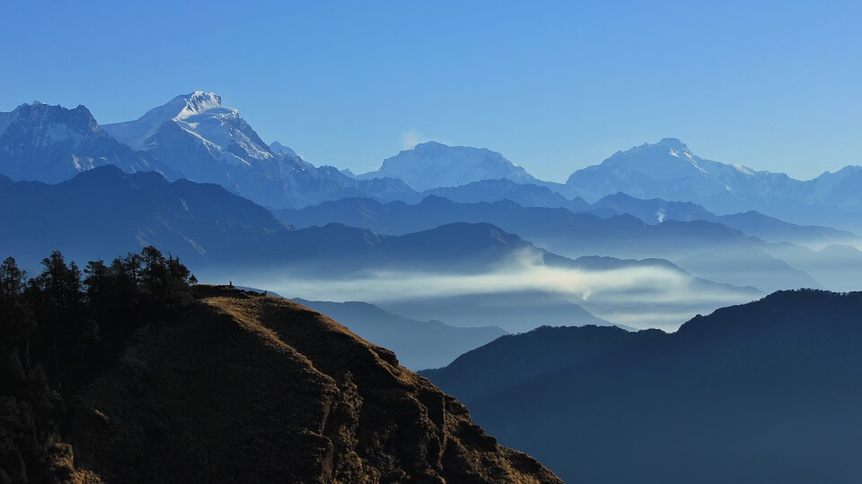 Annapurna Community trek – zicht op de Himalayas vanop Mohare Hill