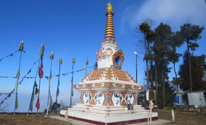 Helambu trek - a white Buddhist stupa
