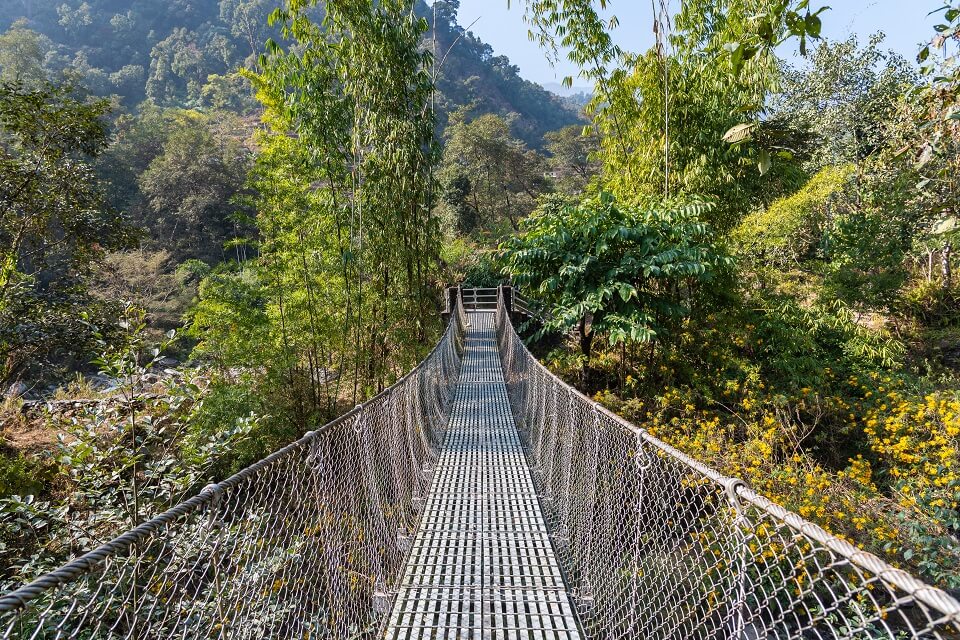 Poon Hill & Muldai Peak trekking – hangbrug tijdens de trekking