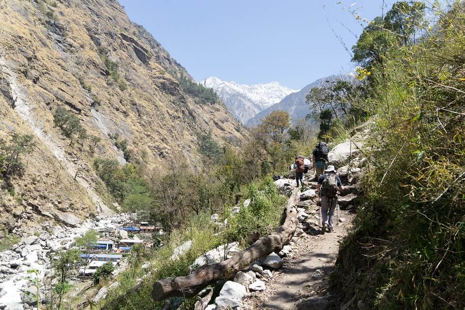 Langtang valley trek – trekkers with their guide