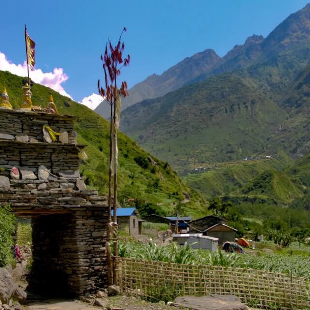 Manaslu with Tsum valley trek - Buddhist chörtens in the Kathmandu valley