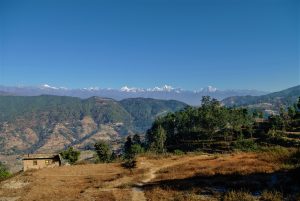 View on the Himalayas from the Kathmandu valley